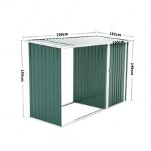 LIVINGANDHOME Living And Home - UK Steel Outdoor Garden Storage Shed With Log Stacking Rack - Green - View 9