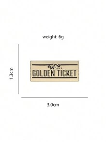 1pc Creative Golden Ticket Badge Pin Cartoon Brooch, Fashion Jewelry For Men And Women, Suitable For Daily Wear With Clothes And Backpacks