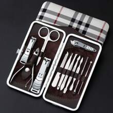 Portable Manicure Nail Clipper Kit Case Tweezers Scissors 12 Pieces - Nhiều màu - Xem 1