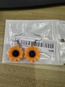 1对新款个性化向日葵时尚耳环 - 黃色 - 查看 3