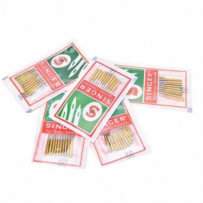 Agujas universales para máquina de coser SINGER con revestimiento de titanio, doradas, 5 paquetes (50 agujas en total)