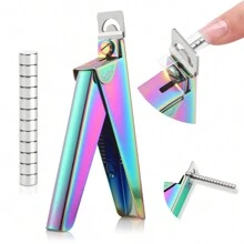Saviland Acrylic Nail Cutters For Nail Tips: Chameleon Acrylic Nails Clipper With Sizer Magnets Nail Cutter 15PCS Sharp Nail Tech Supplies Nail Trimmer Manicure Tool Nail Accessories Women Salon Home - 紫色 - 查看 1