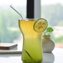 1 件高硼硅透明玻璃单层杯，冰美式咖啡杯，早餐牛奶杯，果汁玻璃杯，冷萃杯 - 透明色 - 查看 6