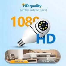 5G E27 Bulb Camera, Full Color Night Vision, Auto Person Tracking, Zoom, Indoor Security Surveillance Camera, WiFi, Video & Voice Recording, Two-Way Audio, Auto Tracking Camera - White - View 2