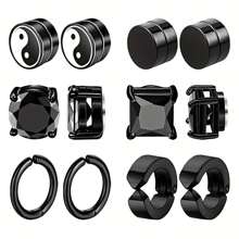 Bộ 12 kẹp tai từ tính bằng thép không gỉ tuyệt đẹp và thời trang, phù hợp cho cả nam và nữ, thích hợp sử dụng hàng ngày hoặc tiệc tùng, có thể làm quà tặng sinh nhật cho gia đình và bạn bè - 1 bộ 12 miếng - Xem 1