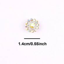 50 Stücke/Packung, Silber Basis, 14MM runde Blumen-Kristallnieten, funkelnde Strass-Verzierungen zum Aufkleben oder Aufnähen für Kleidung, Taschen, Schuhe