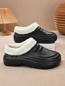 Giày mùa đông màu trơn lót nhiệt cho nữ, giày bốt đi tuyết EVA dày chống thấm nước chống trượt, mùa thu đông - màu đen - Xem 2