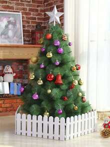 1pc hàng rào trang trí cây thông Noel bằng nhựa màu trắng, bền và dễ sử dụng cho trang trí nhà và vườn ngày lễ - trắng - Xem 4