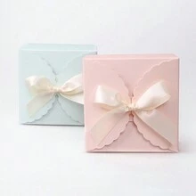 10pcs Plain Simple Square Handmade Foldable Gift Boxes, Candy-Colored Bow Ribbon Small Paper Gift Boxes - 10pcs - View 12