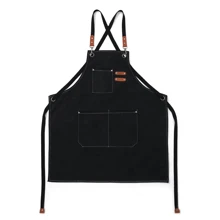 1pc Chef Apron For Women Men, Canvas Cross Back Work Apron With Adjustable Strap And Large Pockets Apron, Kitchen Cooking Baking Grill BBQ Apron, For Home, Kitchen, Restaurant, Salon, Cosmetology, Coffee Shop, Flower Shop, Bar, Bistro, Farmhouse, Garden