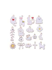 10-200 件随机混合时尚 3D 锌合金油滴卡通可爱昆虫、动物、植物、花卉、蝴蝶结吊坠、耳环、项链、手链、钥匙扣、发夹、包包挂件、手机挂件 DIY 珠宝配件 - 卡通可愛吊墜 - 查看 13