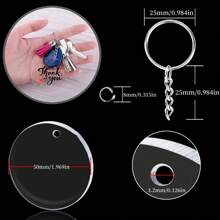 90 件/套亚克力钥匙扣空白透明圆形亚克力装饰空白亚克力圆盘带钥匙链环适用于 DIY 工艺品