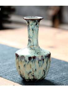 1 件复古裂纹釉陶瓷花瓶，家居装饰桌面花瓶，适用于客厅、走廊、书房（单个花瓶，不含花） - 仿古瓶 - 查看 15