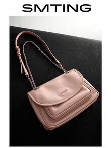 SMTING 法式时尚小方形翻盖单肩包、办公室女士链条斜挎包、粉色女士手提包，适合约会和聚会 - 粉色 - 查看 4