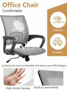 DOPINMIN Ergonomic Office Chair Desk Chair Mesh Computer Chair Task Rolling Swivel Chair Back Support Modern Executive Adjustable Chair - Grey - View 3