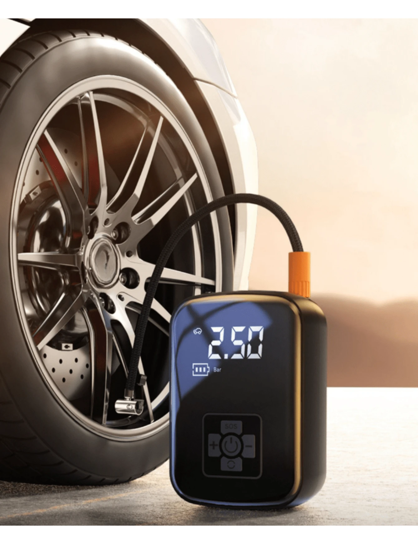 Multi functional wireless automobile air compressor automobile tire