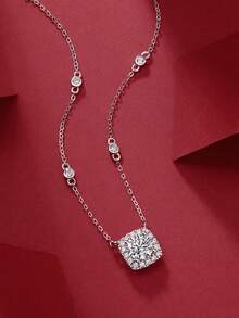 1 chiếc vòng cổ Cubic Zirconia, mặt dây chuyền bạc Sterling 925, quà tặng trang sức cho Ngày của Mẹ, Ngày lễ tình nhân, Lễ đính hôn, Kỷ niệm ngày cưới, Sinh nhật - 1 carat - Xem 5