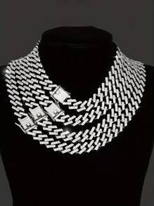 kuuioe 1Pc Punk Phong Cách Hip-Hop Vòng Cổ Đính Kim Cương Giả Hoàn Toàn, Theo Chủ Đề Dopamine, Unisex, Nhiều Kích Cỡ Có Sẵn Để Mặc Hàng Ngày - kim cương - Xem 9