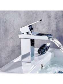 Single Lever Waterfall Tap Hot And Cold Water Mixer Bathroom Low Channel - 銀色 - 查看 7