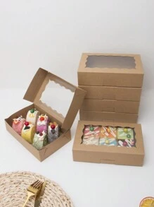 5 件/10 件/15 件带窗口的矩形蛋糕盒，适用于蛋糕、糖果、糕点、纸杯蛋糕、甜甜圈、饼干、馅饼 - 紙本 - 查看 5