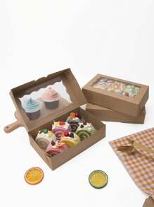 5 件/10 件/15 件带窗口的矩形蛋糕盒，适用于蛋糕、糖果、糕点、纸杯蛋糕、甜甜圈、饼干、馅饼 - 紙本 - 查看 6