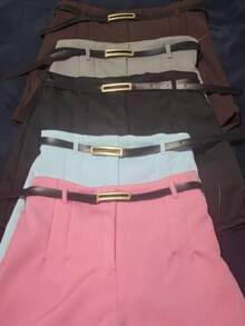 Maia Tailored Shorts With Side Zipper And Belt, Spring/Summer - Màu be - Xem 2