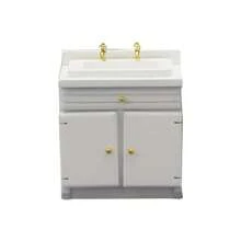 1/12 Scale Wooden Dollhouse Miniature Kitchen Furniture Set - Includes Cabinet, Refrigerator, Stove, Sink And Counter, Suitable For Decorative Dollhouse, Pink Color