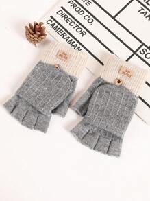 1 paar dames winter flip-top vingerloze handschoenen, dikke gebreide schrijf-/fiets outdoor handschoenen, Koreaanse stijl
