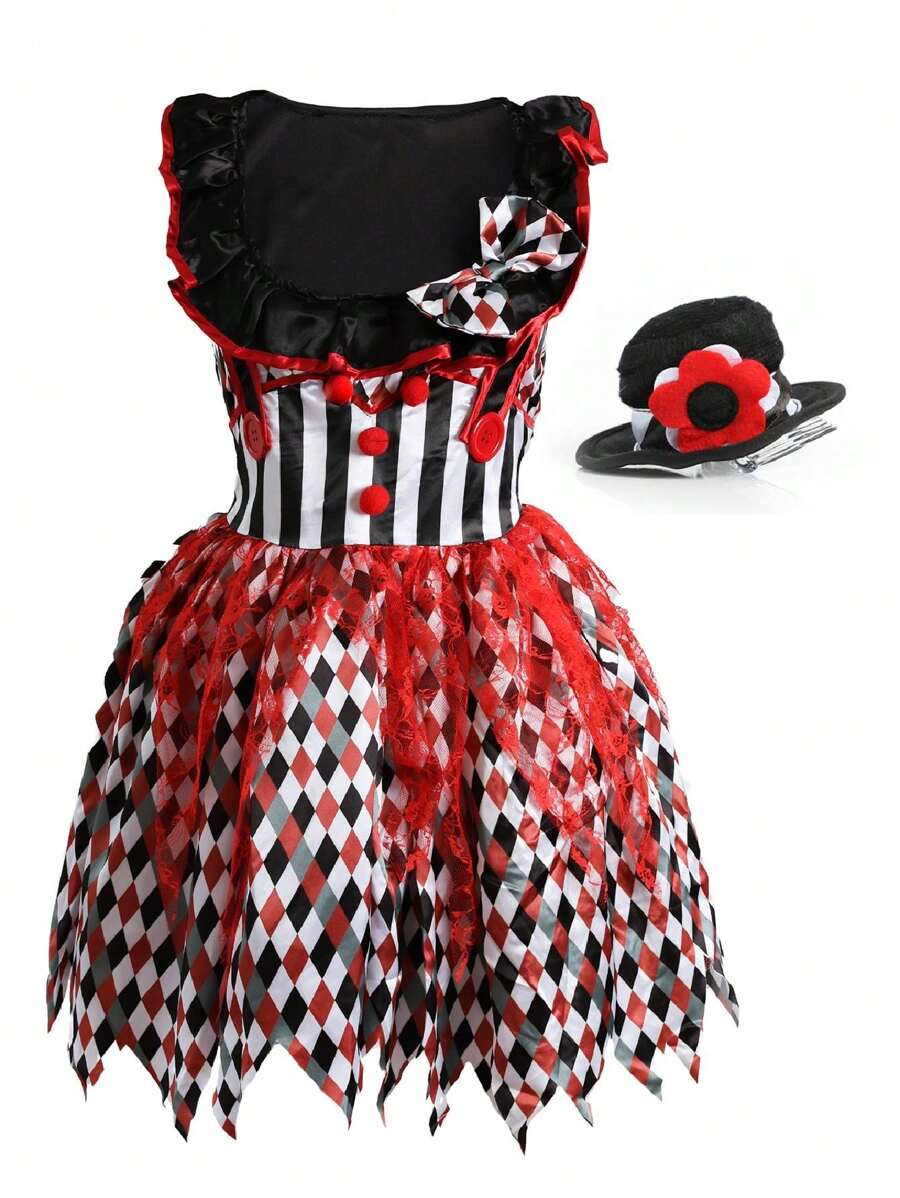 I LOVE FANCY DRESS Sexy Clown Costume Crazy Halloween Harlequin Fancy Dress For Women Ladies Killer Clown Costume 2024 Trending It - A - View 1