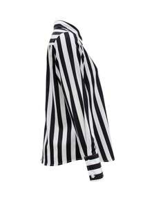 女士条纹翻领单排扣长袖衬衫，春/秋