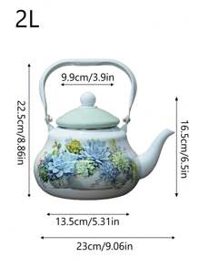 1套搪瓷加厚搪瓷水壶厨房可直接加热搪瓷水壶手冲茶壶家用泡茶搪瓷水壶桌面摆件搪瓷水壶节日礼物送朋友长辈用户外露营 - 彩色 - 查看 2
