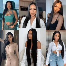 Glueless Invisible Lace Front Wigs Human Hair Pre Plucked Bleached Knots With Baby Hair 200% Density 5x5 Straight Lace Closure Wigs For Black Women - Natural Black - View 5