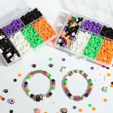 1630 Stück Halloween Perlenset mit Ton-Perlen, Acryl-Buchstabenperlen, Ton-Scheiben-Abstandsperlen zum Armband-Herstellen, DIY-Schmuck, Anhänger, Verkleidung zum Feiertag