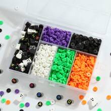 1630 Stück Halloween Perlenset mit Ton-Perlen, Acryl-Buchstabenperlen, Ton-Scheiben-Abstandsperlen zum Armband-Herstellen, DIY-Schmuck, Anhänger, Verkleidung zum Feiertag