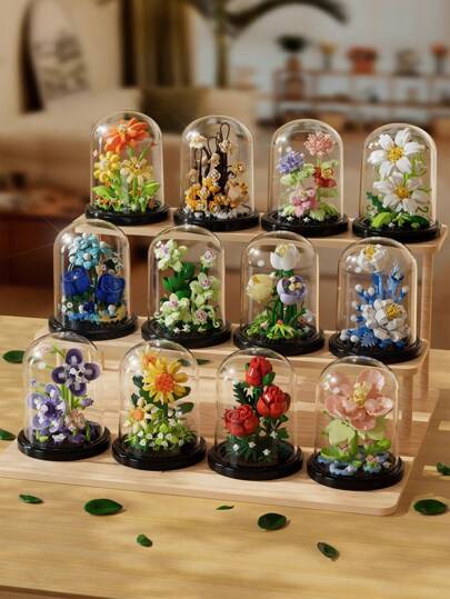 DIY Flower Building Blocks Set,Mixed Color,ABS Material,3D Flower Craft Kit - Rose,Lotus,Sunflower,Blue Dahlia,Home/Office Desk Decor,Perfect Gift For Valentine's Day,Birthday,Anniversary,Christmas,Mother's Day,Teacher's Day,Craft Set,Fantasy,Gift Set,Building Blocks,Music,Diy Kit,Valentine's Day Gifts,Constructor,Valentine's Day,Jelly Blocks,Book Nook Kit,Flower Building Set