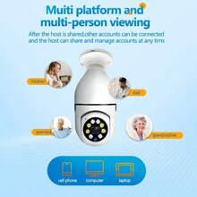 5G E27 Bulb Camera, Full Color Night Vision, Auto Person Tracking, Zoom, Indoor Security Surveillance Camera, WiFi, Video & Voice Recording, Two-Way Audio, Auto Tracking Camera - White - View 3