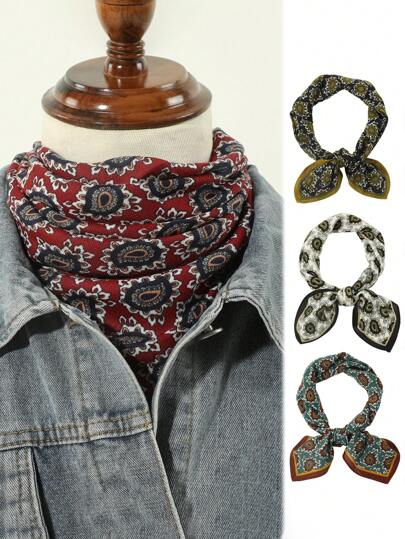 1 件男士休闲复古佩斯利图案头巾，柔软厚实头巾颈巾，适合旅行和日常佩戴