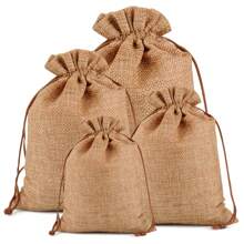 100pcs Burlap Gift Bags Wedding Hessian Jute Bags Linen Jewelry Pouches Sacks With Drawstring For Birthday, Party, Wedding Favors, Present, Art And DIY Craft - Cà phê nâu - Xem 1