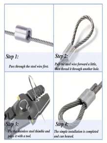 Cable de acero para tender ropa al aire libre, tienda de campaña, correa para perros - plata - Ver 3