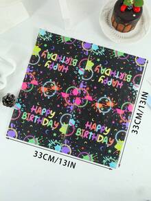 20 张 13 英寸 X 13 英寸一次性彩色涂鸦生日主题纸巾，适合各种生日派对、圣诞节 - 彩色 - 查看 2