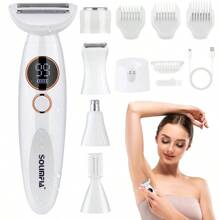 1pc USB Rechargeable 5W Electric 5-In-1 Multifunctional Lady Eyebrow Trimmer, Intimate Hair Removal Razor