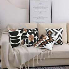 4 sztuki średniowiecznej poszewki na poduszki z połowy wieku nowoczesne betonowe słoje drewna poszewka na poduszkę czarno-biała poszewka na poduszkę wystrój domu poszewka na poduszkę jednostronna bez rdzenia poduszki