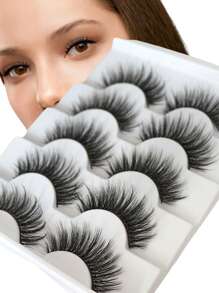 BTLLSSH Pestañas postizas, incluye 5 pares de pestañas de 18 mm, aptas para lentes de contacto, fáciles de aplicar, pestañas postizas reutilizables con tira, se pegan con pegamento - Pestañas Naturales - Ver 7