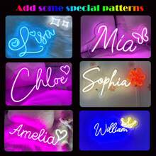 Customized LED Neon Sign, Suitable For Wall Decor, Personalized USB Neon Light Sign, Home Bedroom Decor, Birthday Holiday Gift, Party Shop Or Commercial Illuminated Sign. Holiday Decor, Summer Vacation - 16in -6letters - View 8