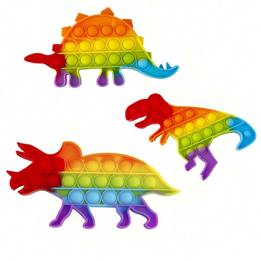 1PC Dinosaur Pop Fidget Toys, Bộ đồ chơi khủng long Popper cầu vồng bằng silicon, Đồ chơi bóp cảm giác giúp giảm căng thẳng cho người lớn, Túi đựng quà, Quà tặng tiệc sinh nhật, Kiểu dáng và màu sắc ngẫu nhiên - Nhiều màu - Xem 1