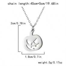 Dây chuyền mặt hình ma và bí ngô bằng thép không gỉ Unisex mới, Dây chuyền choker thời trang cho Halloween, Giáng sinh, Năm mới, Quà tặng ngày lễ tình nhân - Bạc - Xem 7
