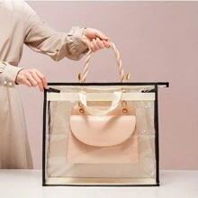 1 Fashionable Transparent Dust-Proof Storage Bag Set, Wardrobe Hanging Organizer, Space-Saving Sealed Storage Solution For Home And School Dormitories, Dust-Proof Bag, Wardrobe Storage Hanging Bag, Bag Storage Bag Magic Tool, Moisture-Proof Bag, Luxury Storage Bag, Transparent Anti-Mold Wardrobe Leather Bag Hanging Bag