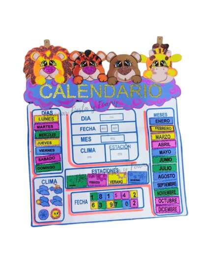 1 Calendario de Fomi Animalitos Color Al Azar Figura de Foami Decoracion Adorno