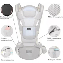 AMIARYA Adjustable Breathable Baby Carrier Sling Breathable Adjustable Baby Carrier Baby Waist Seat Ergonomic Baby Kangaroo Seat Sling Baby Carrier For 7-66 Lbs. With Baby Hip Seat - 灰色 - 查看 7