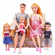 UCanaan Family Dolls Set Of 6 People With Dad Pregnant Mom 3 Kids And Baby Boy In Mommy's Tummy And 70 Pcs Accessories For Education And Birthday Day Gift - 灰色 - 查看 6